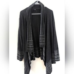 Eddie Bauer Wool Blend Cardigan Open Fron Waterfall Grey Norther Isle Large